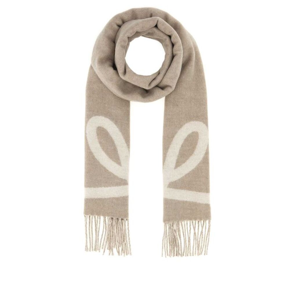 Loewe Women Dove Grey Wool Blend Scarf